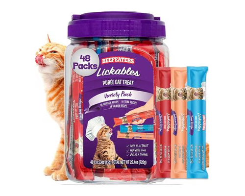 Beefeaters Puree Grain-Free Chicken & Meat Flavored Variety Pack Lickable Cat Treats