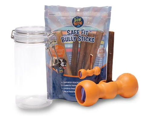 Bow Wow Labs Buddy Starter Kit with Anti-Choking Safety Device Bully Sticks Dog Treats