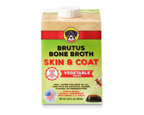 Brutus Broth Vegetable Skin & Coat with Salmon Flavor Grain-Free Dog Food Topper