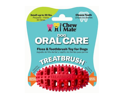 Chewmate Natural Rubber Treatbrush Oral Care Football Dog Toothbrush